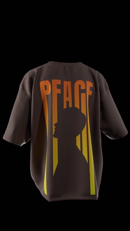 Oversized "Peace" T-Shirt (Brown)