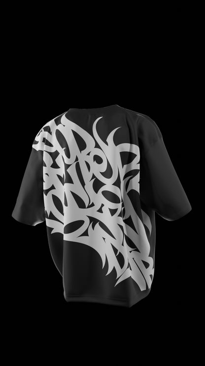 Oversized 'Graffiti Art" T-Shirt (Black) - Shopvalence