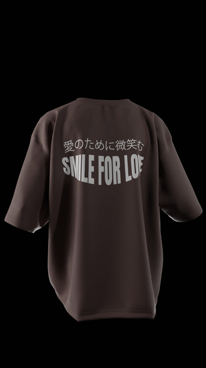 Oversized "Smile For Love" T-Shirt (Brown)