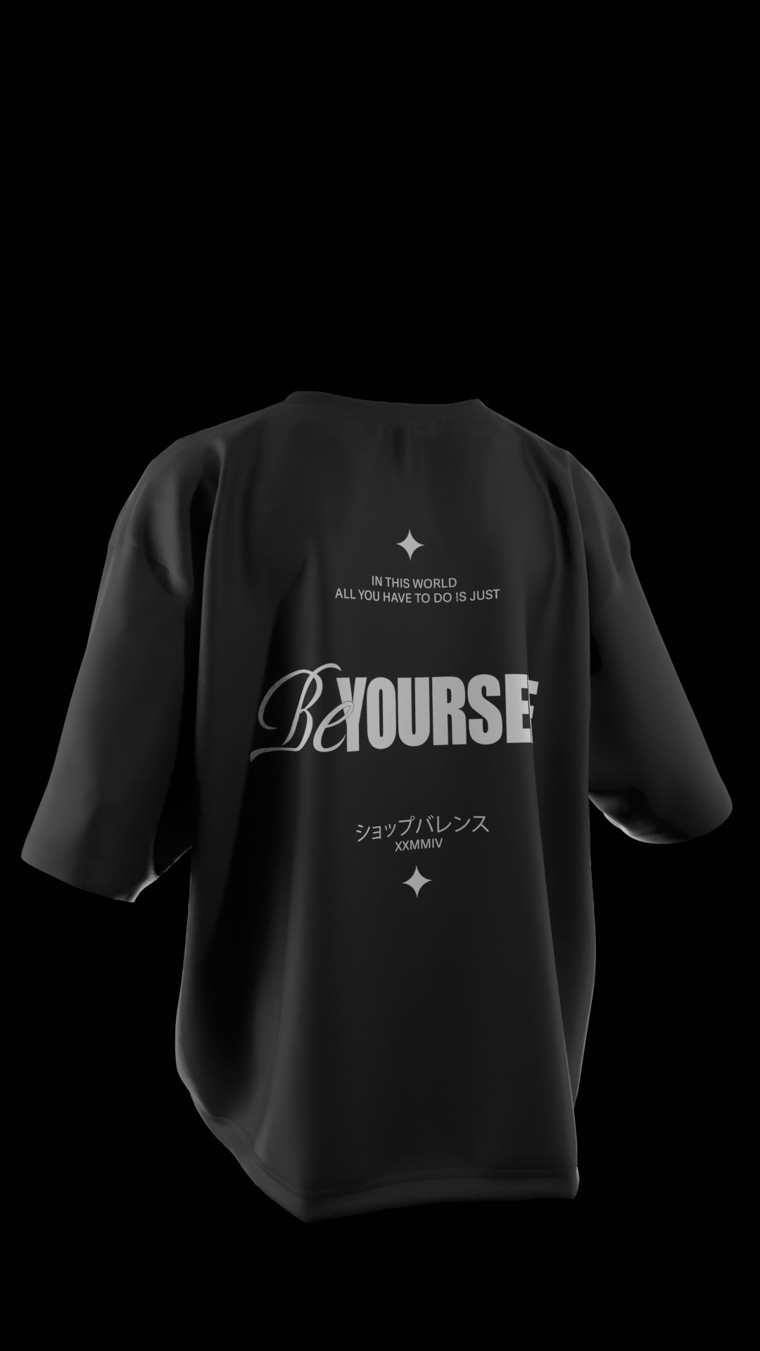 Oversized "BeYourself" T-Shirt (Black)