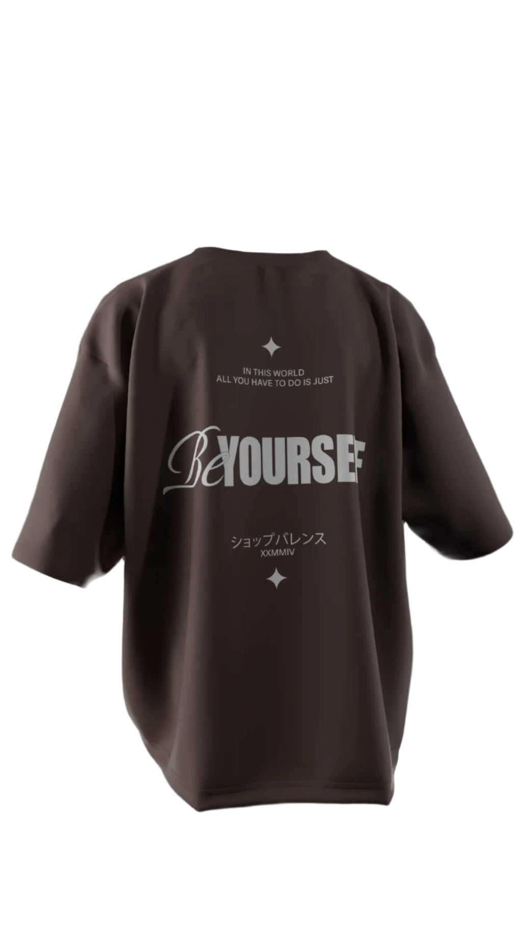 Oversized "BeYourself" T-Shirt (Brown)