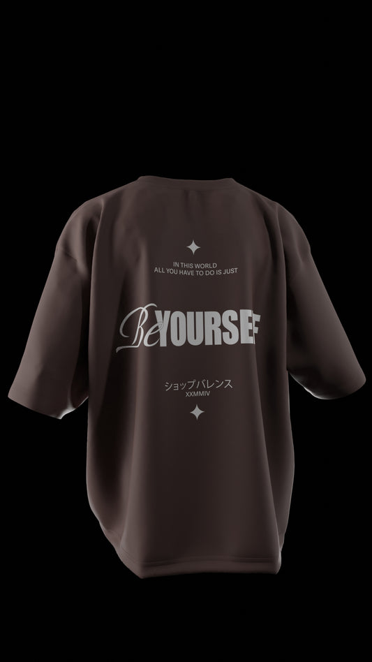 Oversized "BeYourself" T-Shirt (Brown)