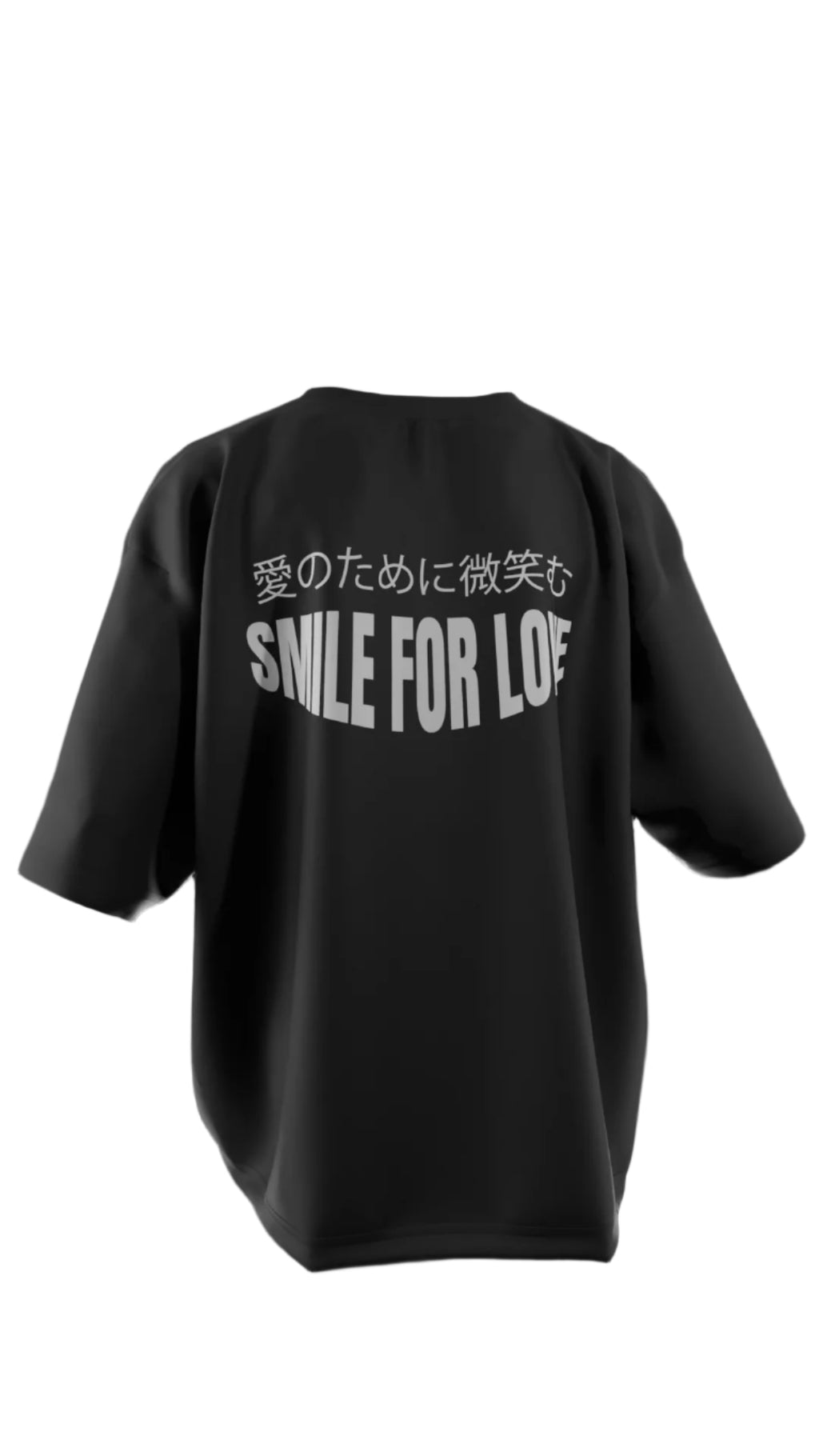 Oversized "Smile For Love" T-Shirt (Black)