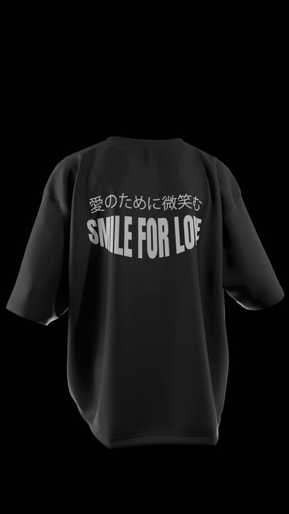 Oversized "Smile For Love" T-Shirt (Black)