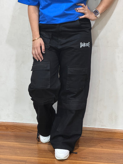 Denim Cargo Pants (Black)